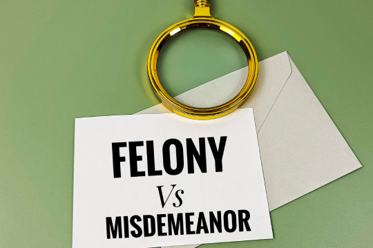 Felony vs Misdemeanor Concept Background, Criminal Law Classification and Legal Offense Comparison Representing Justice and Court System.